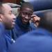 Michigan freshman Caris LeVert smiles as he sits with his teammates during a press conference in the Pistons locker room on Tuesday, March 20, 2013 at the Palace in Auburn Hills.  Melanie Maxwell I AnnArbor.com